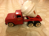 1960s Vintage Toy Truck 14" Long Red Metal Tonka Cement Mixer