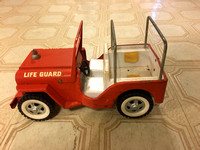 Vintage 1960s Tonka Red Pressed Steel Life Guard Classy Custom Jeep Toy